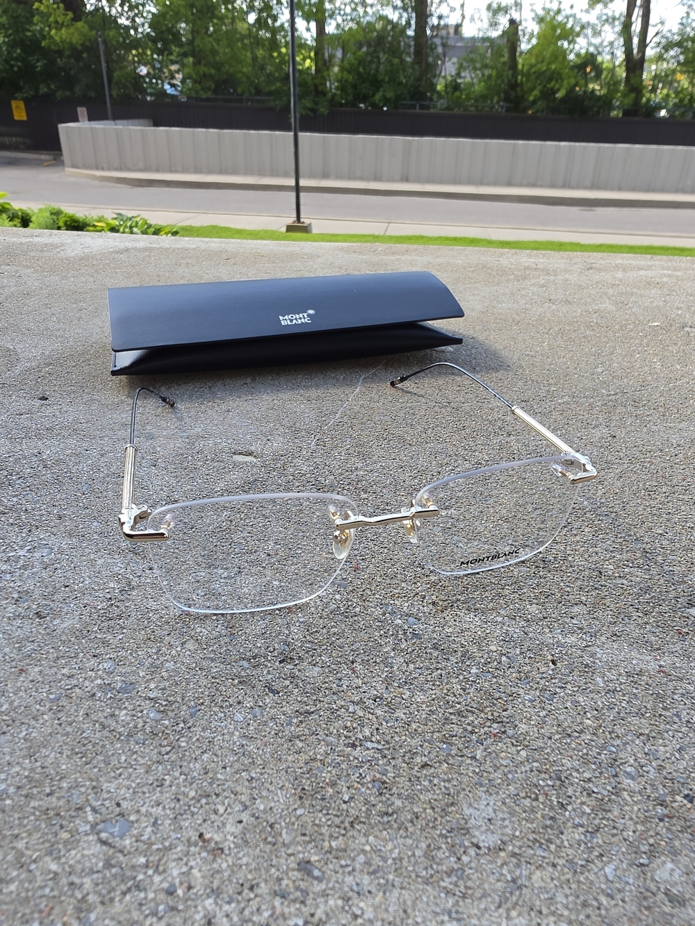 Montblanc Rimless Gold Tone Eyeglasses with Case